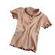 thumbnail image 4 of Camisa de punto Mujer Verano con volantes Manga corta Cuello de muñeca Casual Top, Albaricoque Advancent AP001288-04B, 4 of 7