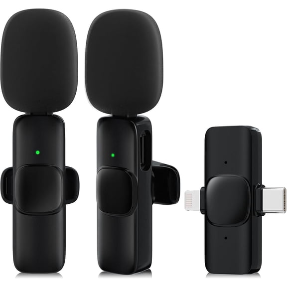 2 Pack Wireless Lavalier Microphone for iPhone, Professional Lapel Mics, Wireless Mic Plug-Play, Lapel Microphone for Video Recording Interview Vlog YouTube TikTok(for iPhone 14 and Below)