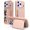 Rosegold, variant on Sleektime Rugged PC Back Case for iPhone 17 Pro with Mirror, Cash & Credit Card Slots, Kickstand Durable Shockproof Cover for Women & Men, Slim Wallet Design, Full Protection,Black