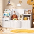 thumbnail image 5 of Asofer Kids Toy Organizers and Storage with 3 Drawer, 4-Tier Book Shelves for Playroom, White, 5 of 7