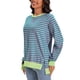 thumbnail image 4 of Sudadera de Rayas para Mujer ATHLECHIC Ajuste Holgado de Manga Larga Cuello Redondo Top L Verde Rosa, 4 of 4