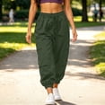 thumbnail image 2 of Cmtiyu Womens Cargo Pants Casual High Waist Drawstring Solid Jogger Pants Outdoor Athletic Trouser with Pockets S-2XL, 2 of 10