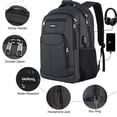 thumbnail image 3 of Mochila para portátil Kadilong para hombre negra de 15.6 pulgadas con puerto USB, 3 of 7