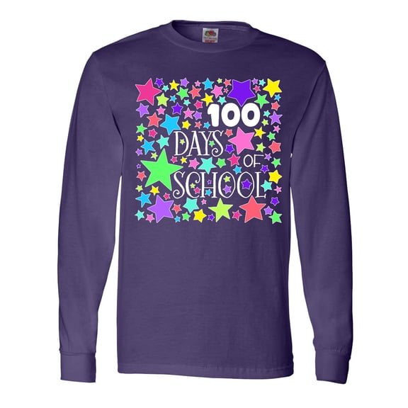 Inktastic 100 Days of School Pastel Stars Long Sleeve T-Shirt