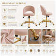 thumbnail image 4 of Ktaxon Office Desk Chair Adjustable Flannel Computer Task Chair Small Rolling Vanity Stool with Wheels for Study Make-up Dressing Room Pink, 4 of 11
