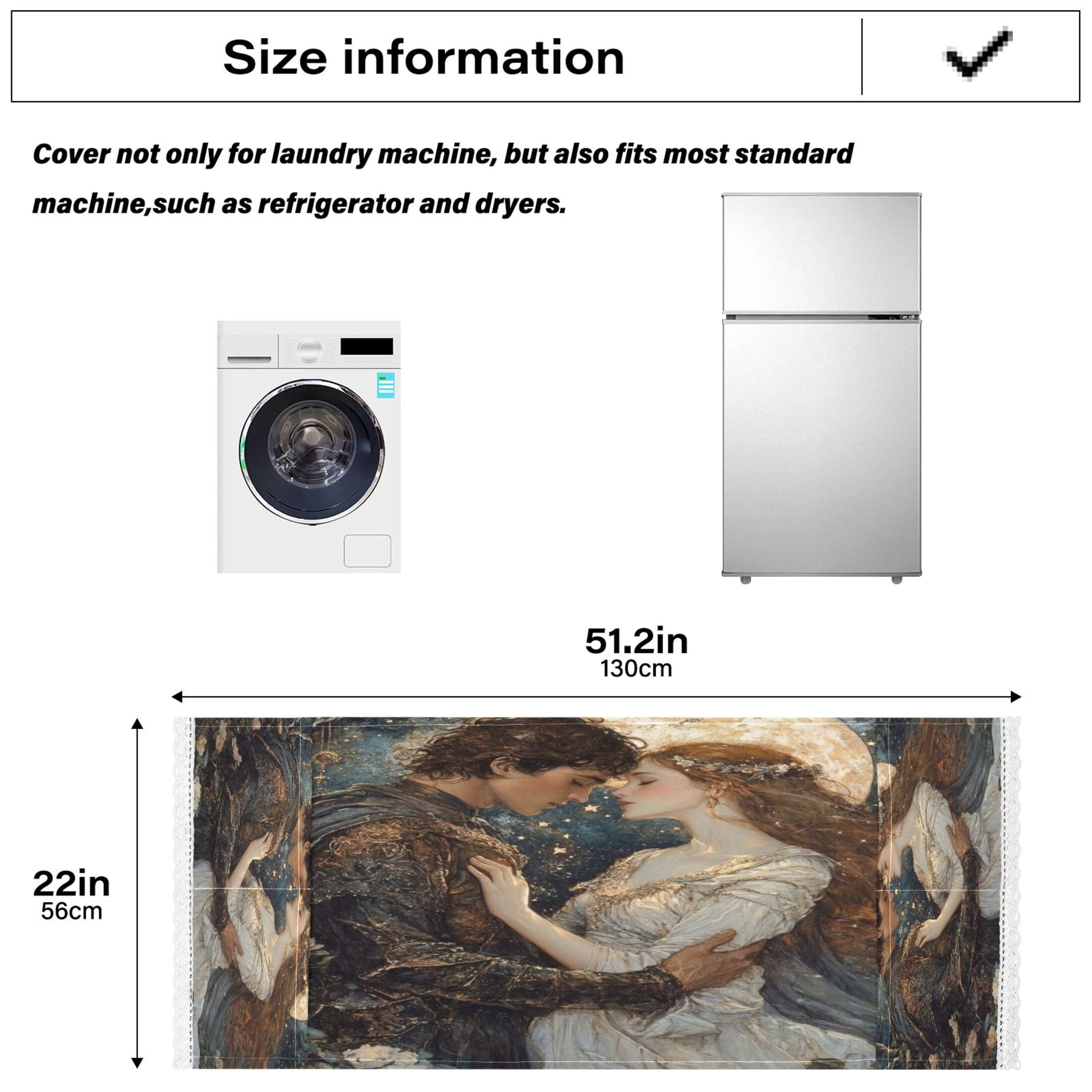 Romantic DatingWasher and Dryer Covers Dust-Proof and Oil Resistant Fridge Cover with 4 Storage Pockets Washing Machine Top Cover for Laundry Kitchen Home 51.2 x 22 In