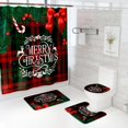 thumbnail image 1 of Christmas Personalization Shower Curtain Bathroom Floor Mat Base Mat Toilet Mat Combination Set, 1 of 6