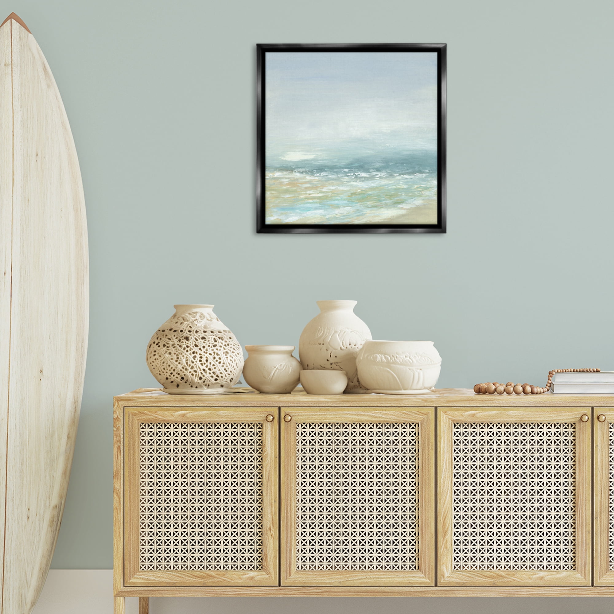 Stupell Industries Energetic Beach Expression Nautical & Beach Painting Black Floater Framed Canvas Art Print Wall Art, 25 x 25