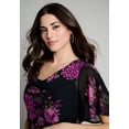 thumbnail image 4 of Roaman's Women's Plus Size Floral Sequin Flutter-Sleeve Gown – Handkerchief-Hem Maxi Dress, 4 of 5