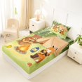 thumbnail image 4 of Manfei Cute Bear Twin Sheets,Camping Animal Print Bedding,Green,3pcs,1 Fitted Sheet and 1 Pillowcase, 4 of 6