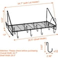 thumbnail image 2 of 28 Inch Pot Rack Wall Mounted, Pots and Pans Organizer with 12 Hooks and 2 Pot Lid Holders, Heavy Duty Steel Pot and Pan Hanger for Kitchen Cookware Utensils Storage 34.7" Lx13 Wx12.6 H, 2 of 14