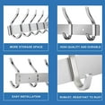 thumbnail image 4 of Wall Hooks Heavy Duty, 12 Inch Coat Rack Wall Mount with 4 Hooks, Silver Wall Hooks Hangers for Entryway, Bathroom - for Hanging Backpack, Bag, Coat, Purse, Hat, Towel, Clothes,2 Packs, 4 of 7
