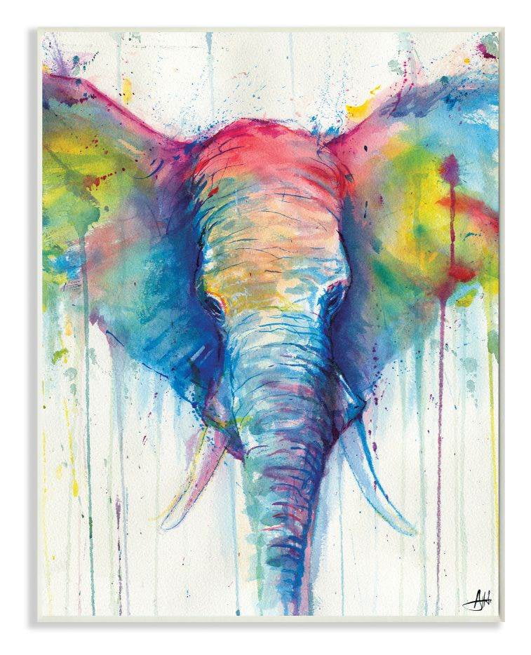 Stupell Industries Colorful Abstract Elephant Portrait ...
