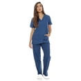 thumbnail image 2 of Conjuntos de uniforme médico para mujer Uniformes médicos de seis bolsillos (cuello en V con pantalón cargo), 2 of 5
