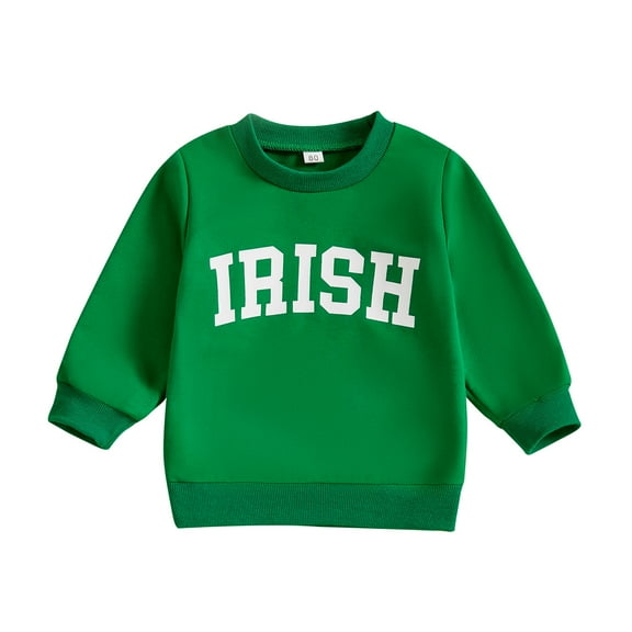 Okbabeha Toddler Baby Boy Girl St. Patrick's Day Long Sleeve Sweatshirt Tops Basic Oversized Pullover Fall Clothes