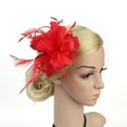 thumbnail image 1 of Chapeau de Derby Fleuri pour Femmes Rouge avec Bandeau de Mariage, 1 of 1