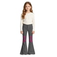 thumbnail image 3 of Rvusndi Flare Pants Girls Flare Leg Jeans Casual Unique Tie Print Design Comfort with Pockets Soft Elastic Waist Stylish Trousers Everyday Wear Relaxed Fit 5-16 Years, 3 of 5