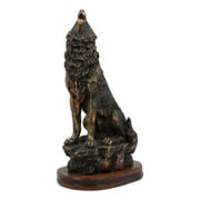 Ebros Howling Wolf Statue 10.5 Tall Alpha Wolf Pack Figurine in Faux Bronze
