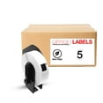 thumbnail image 1 of 5 Rouleaux d'Étiquettes Compatibles DK-1204 pour BROTHER 2/3 Pouces x 2-1/8 Pouces (17mm x 54mm) avec 1 Cartouche Réutilisable, 1 of 5