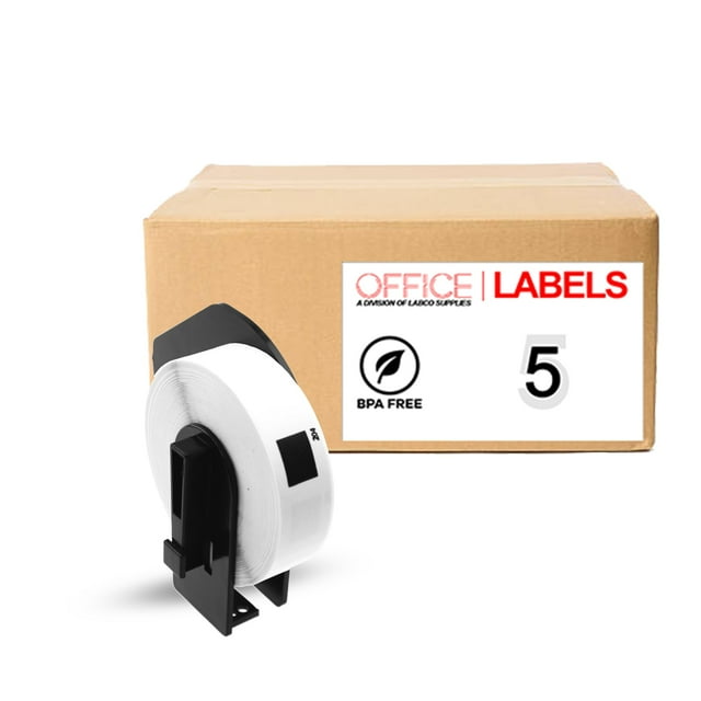 5 Rouleaux d'Étiquettes Compatibles DK-1204 pour BROTHER 2/3 Pouces x 2-1/8 Pouces (17mm x 54mm) avec 1 Cartouche Réutilisable