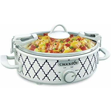 2.5 Quart Slow Cooker White & Blue - Compact & Durable for Quick Meals | Portable Design, Easy Clean, Small Kitchen Essential