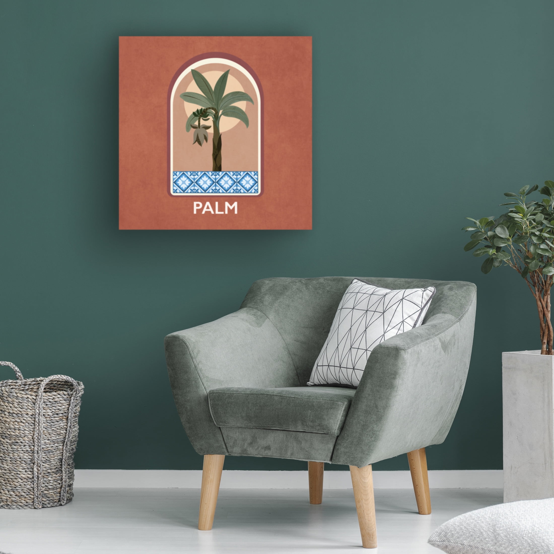 Trademark Fine Art Emel Tunaboylu Green Sets Palm Canvas Wall Art