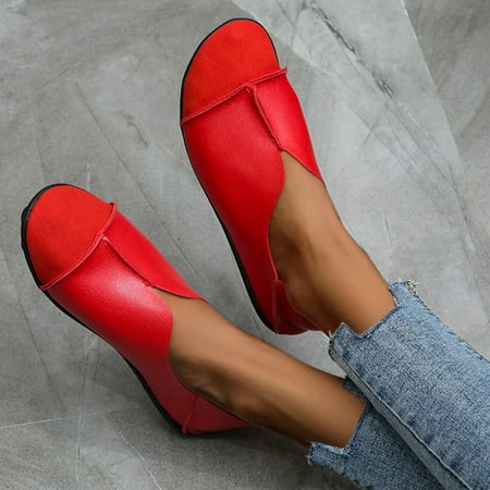 

Lhked Women s Comfortable Casual Shoes Fashion Solid Color Round Head Flat Low Heel Shoes