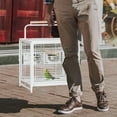 thumbnail image 2 of PawHut Bird Travel Carrier Cage for Parrots Conures with Stand Perch, White, 2 of 10