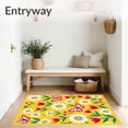 thumbnail image 3 of ODIKA 4'x6' Machine Washable Non-Slip Area Rug, Whimsical Spring Fauna Flora Festival Arrangement High Traffic Rug, Yellow, 663401, 3 of 7