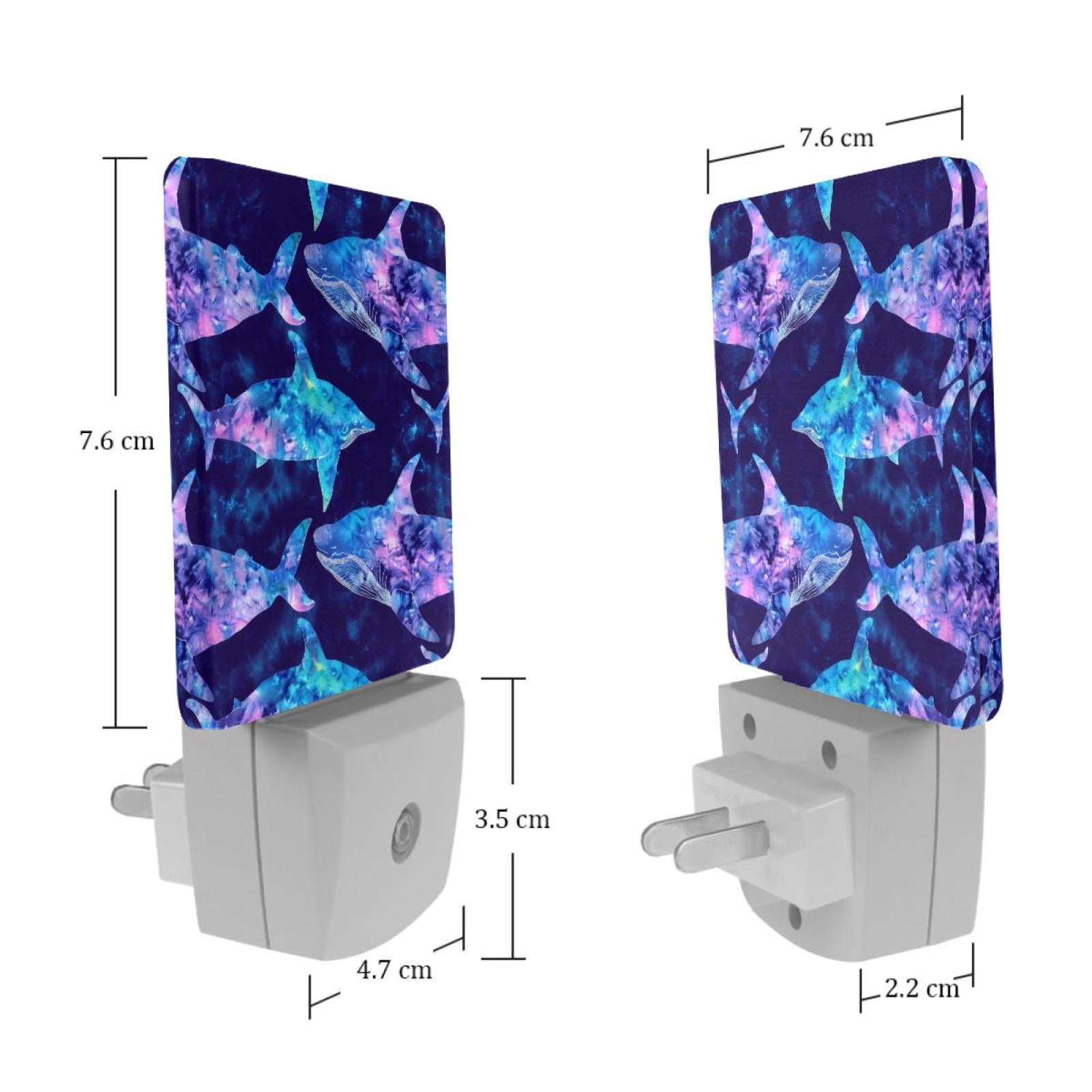 PhooArto Tie Dye Whale Pattern Plug in LED Night Light Auto Sensor Dusk to Dawn Decorative Night for Bedroom, Bathroom, Kitchen, Hallway, Stairs, Baby's Room, Energy Saving