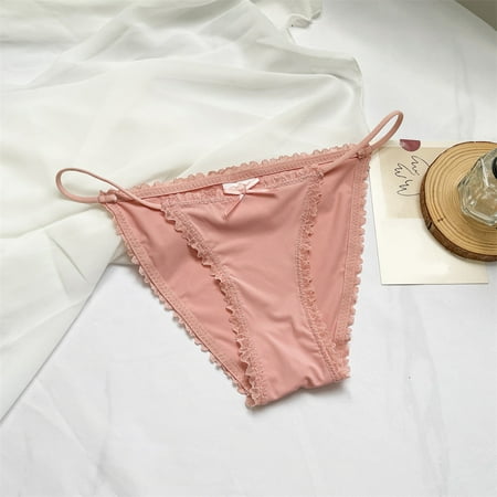 

NEGJ Womens Bow Lace Panties Low Waist String Stretch Thong
