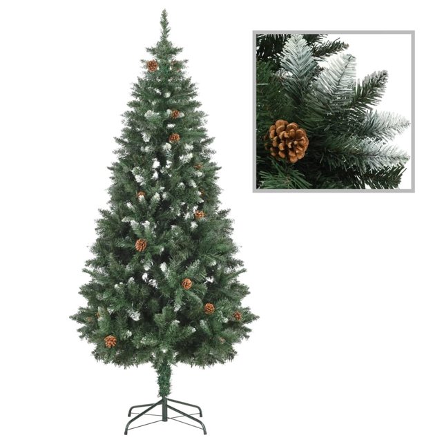 Árbol de Navidad VidaXL, pino artificial, 180 cm, con purpurina blanca