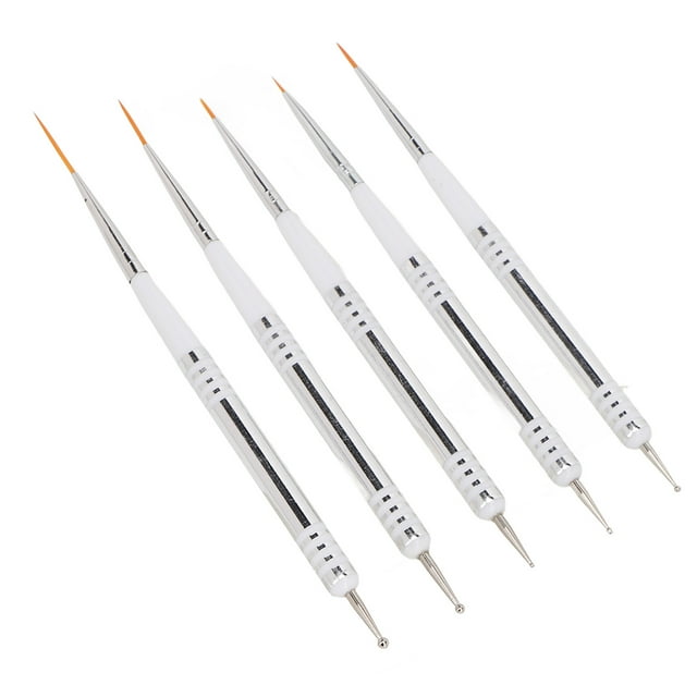Pluma Que Puntea Del Arte Del Clavo, Cepillos Del Arte Del Clavo De Doble Extremo 5pcs Portátil Para El Hogar DIY