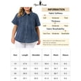 thumbnail image 6 of Unique Bargains Women's Plus Size Denim Jean Shirts Short Sleeve Button Down Tops 2X Denim Blue, 6 of 6