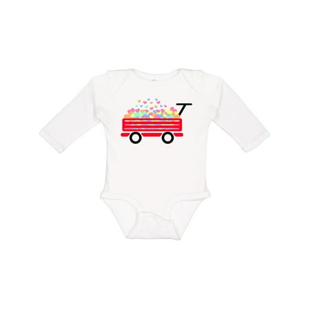 

Inktastic Red Wagon with Hearts Valentines Day Gift Baby Boy or Baby Girl Long Sleeve Bodysuit