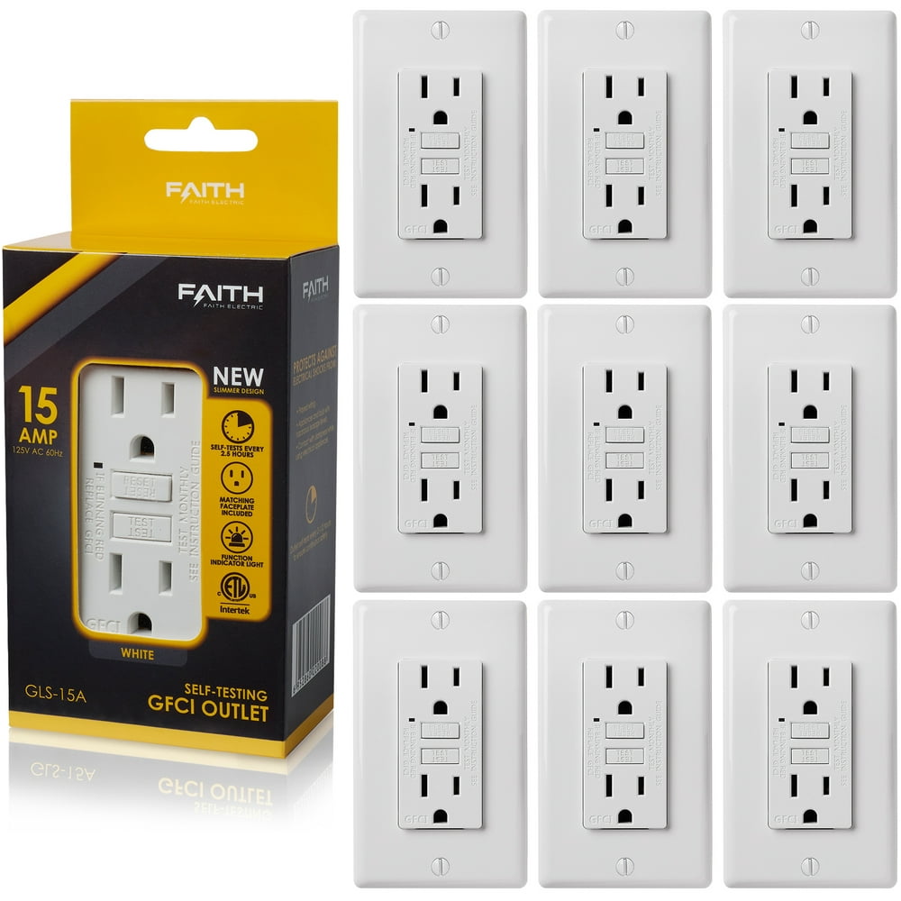 Faith 15A GFCI Outlets, Slim, NonTamperResistant GFI Duplex