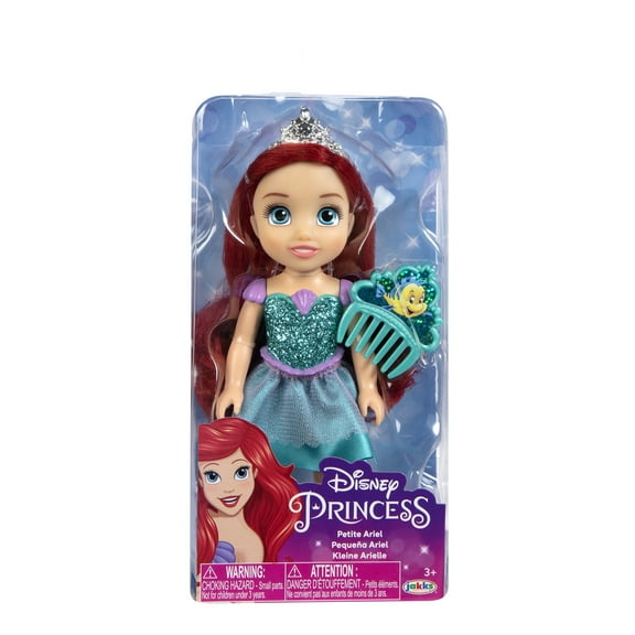 Disney Princess 6" Petite Ariel Doll with Glittered Hard Bodice and Includes Comb, for Children Ages 3 