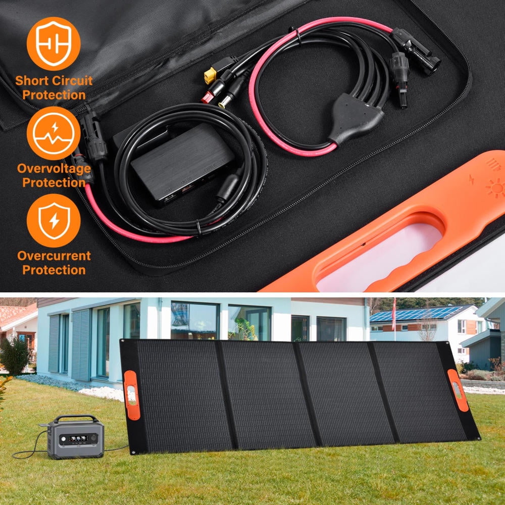 400W Foldable Solar Panel, 23.5% Efficient Monocrystalline Charger, IP65 Waterproof with Kickstands for RV Road Trips