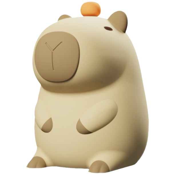 Lámpara de dormir linda recargable con luz nocturna de capibara (inglés) naranja