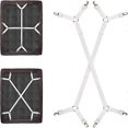 thumbnail image 1 of 2 Pieces Fitted Sheet Fasteners, Adjustable Bed Sheet Straps, Fitted Sheet Attachment for All Beds and Mattresses, White, 1 of 5