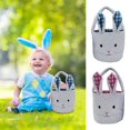 thumbnail image 1 of Cesta de Pascua Allowith para niños, conejito de peluche, bonita cesta de Pascua, grande, de tela suave, vacía, con asa, para búsqueda de huevos y regalos., 1 of 6