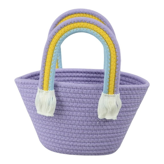 Storage Basket, Woven Basket for Home Organization and Picnic, Natural Cotton Rope Decorative Storage, Multi-Use Organizer for Living Room, Bedroom, Nursery