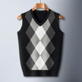 thumbnail image 4 of Mens Jacket Sweater Fashion Knitted Vest V Neck Color Blocked Mens Warm Jackets,Black,2XL, 4 of 4