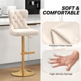 thumbnail image 4 of Westice Velvet Swivel Bar Stools Set of 4 with Tufted Back & Gold Base, Beige, 4 of 9