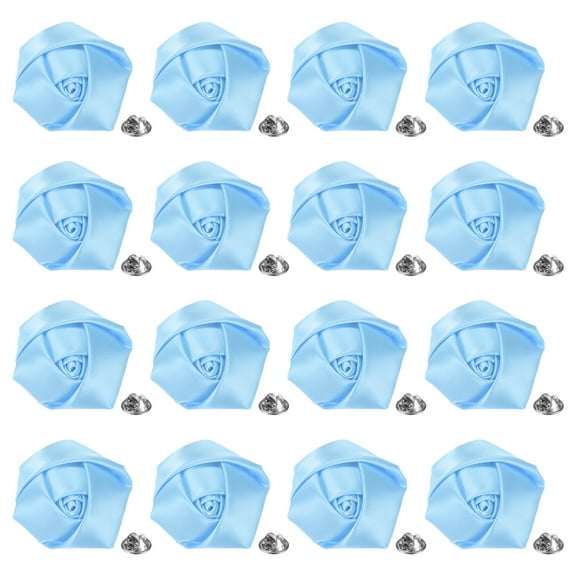 16-Pack Lapel Pin for Men Suits, 1.97" Flower Boutonnieres Brooch [Light Blue]