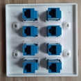 thumbnail image 3 of Ethernet Wall Plate 8 Port - Double Cat6 Rj45 Network Cable Faceplate Female To Female - Blue, 3 of 5