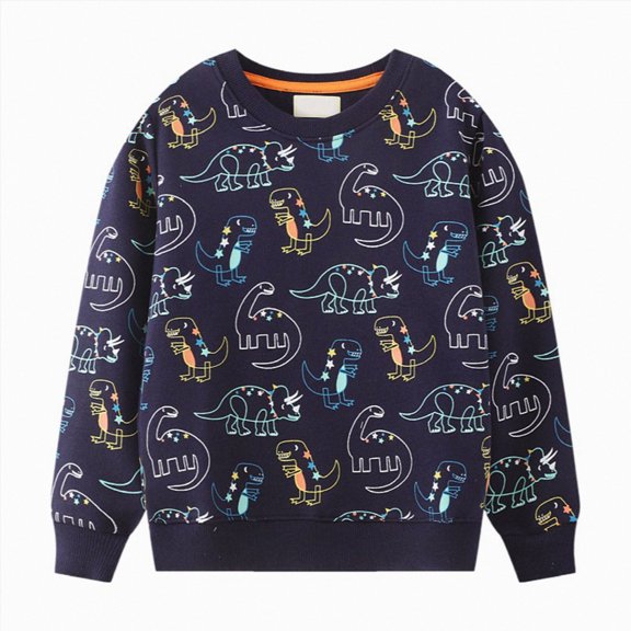 dmqupv Boy Sweatshirts Toddler Baby Boy Outfit Sweatshirts Long Sleeve Crewneck Pullover Kids Fall Winter Clothes Dark Blue,3-4 Years