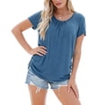 thumbnail image 3 of Maternity Clothes for Women Short Sleeve Nursing Tops Ruched Nursing Shirts, 3 of 7