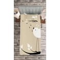 thumbnail image 3 of Ambesonne Love Quilted Bedspread Set 2 Pcs, 2 Birds on a Branch, Twin Size, Cream Black White, 3 of 3