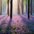 thumbnail image 6 of WYYP Purple Flowers Trees Round Tablecloth - Great for Home Kitchen/Parties/Holiday Dinner - 100% Polyester Fiber with Elastic Edge White, 6 of 8
